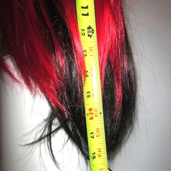 Multi Layered 2-Tone Red over Black Long Straight Hair Synthetic Wig West Bay 18 - Picture 5 of 10
